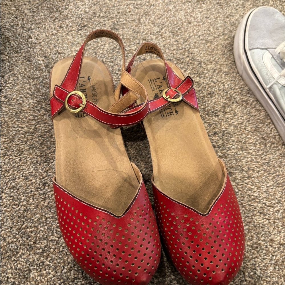 Red Leather Women's Sandals
